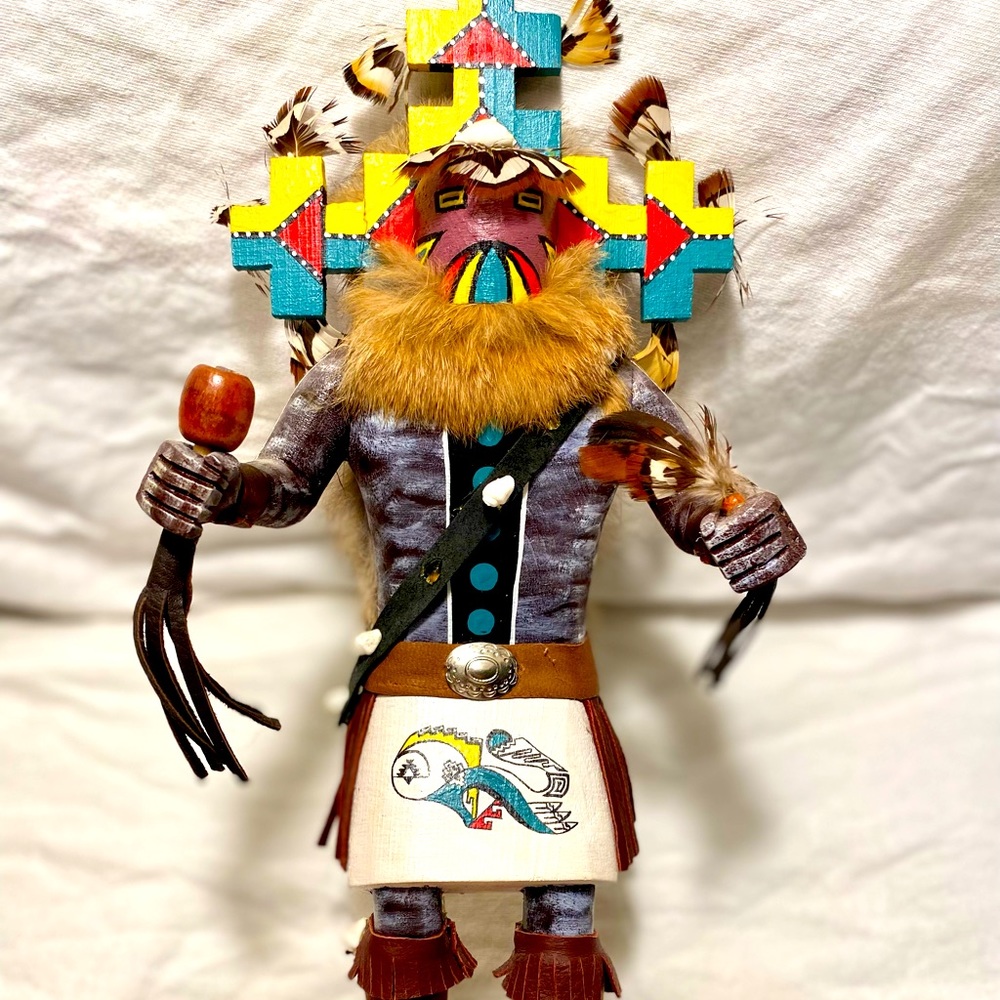 Hopi Three Horned Kachina figurine. Signed by artist.
